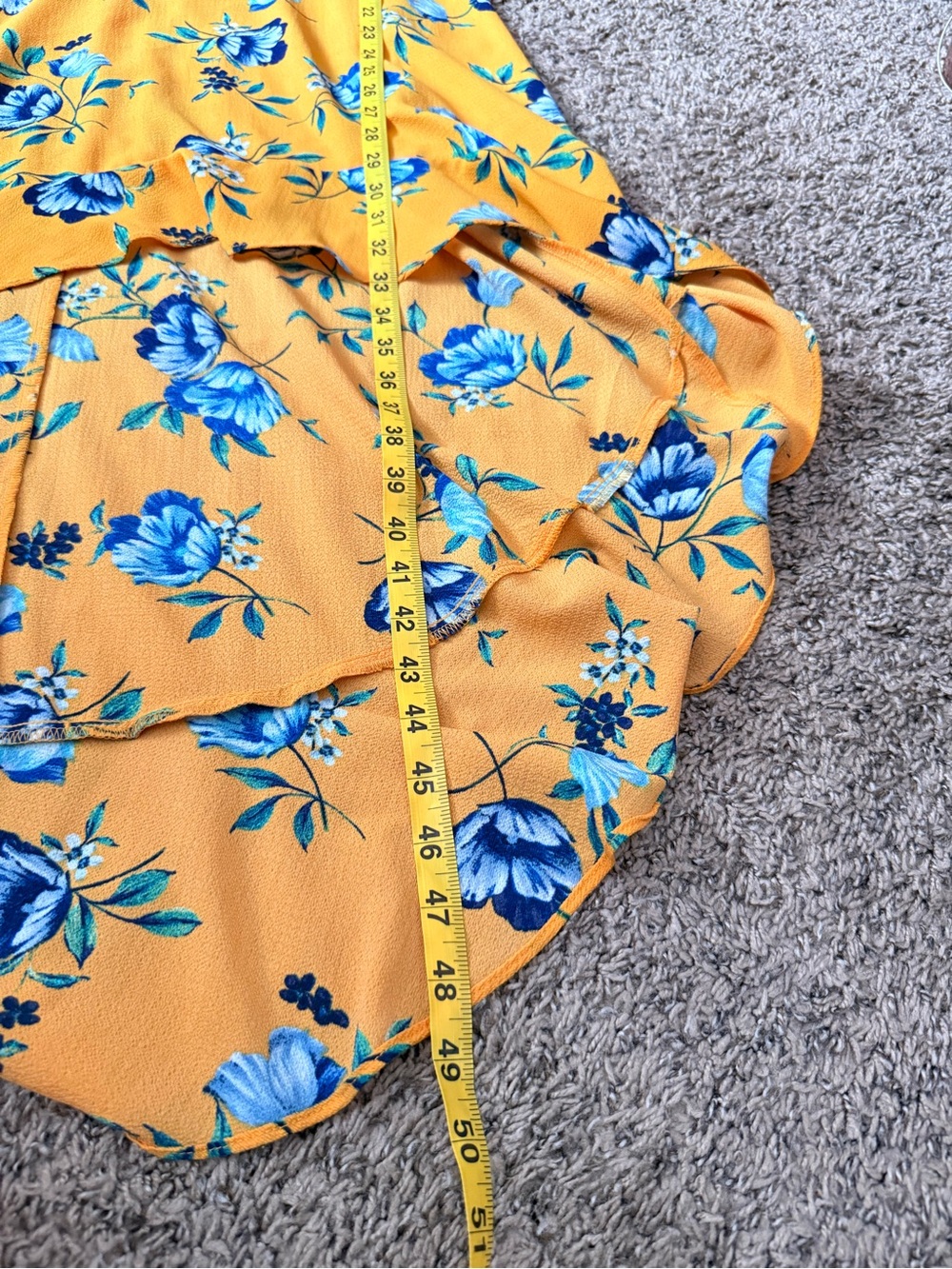 ☀️ BCX • Yellow Floral Ruffle Cold-Shoulder High-Low Dress • Juniors 9 or WM 8 - Picture 13 of 13